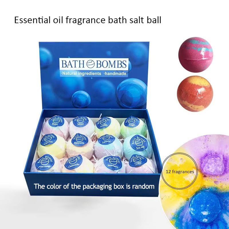 Badebombe-Kugel-Set, 12-teilig, getrocknete Blumen, gemischte Farben, ätherisches Öl, Badekugel, gemischte Farben, schwimmende Kugel, Badesalz-Kugelbombe