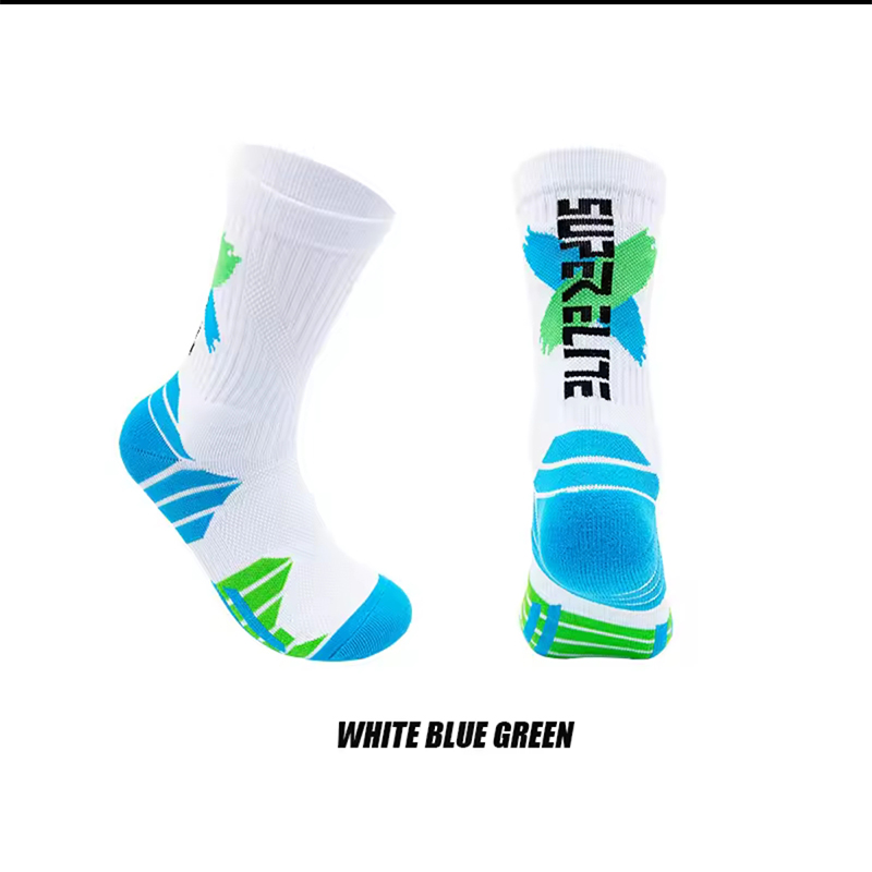 Chaussettes de basket-ball pratiques professionnelles pour hommes, Tube haut, fond de serviette contrasté, épaissi, absorption des chocs, chaussettes de football pour femmes