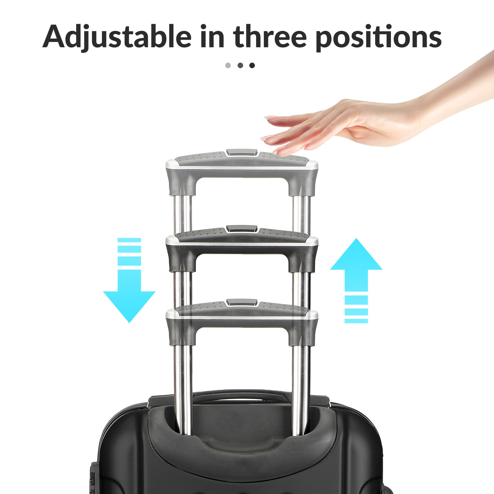 3-in-1 tragbarer ABS-Trolley 21 Zoll/24 Zoll/28 Zoll, mit Griff, 4 Universal-Rollen-Koffer, TSA-Schloss-Gepäckset