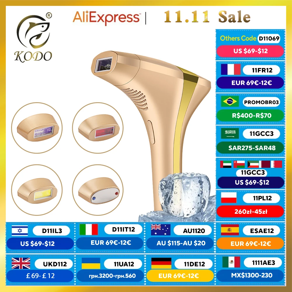 KODO 2026 High-end customization ice Laser Hair removal Laser Epilator Permanent IPL Painless Photoepilator 4 in 1 face and body