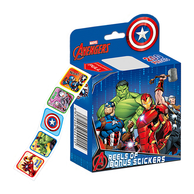 200 stks/doos Reflecterende Disney Stickers Verwijderbare Anime Frozen Mickey Sofia Prinses Marvel Roll Sticker Kinderen Speelgoed Verjaardagscadeautjes