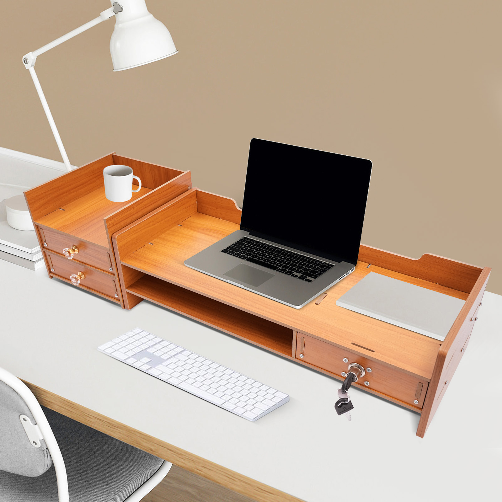 Schreibtisch-Organizer aus Holz mit Schubladen, Bürobedarf, Computer-Desktop, Tisch-Computertisch