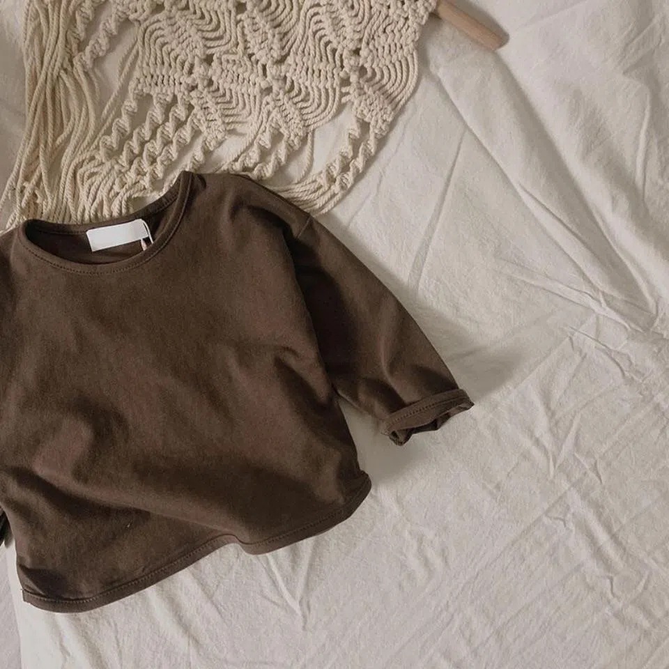 Camisa de manga larga de fondo para niño y niña, Camiseta holgada Retro, Tops de algodón para bebé, camisetas informales para niños pequeños, Otoño e Invierno