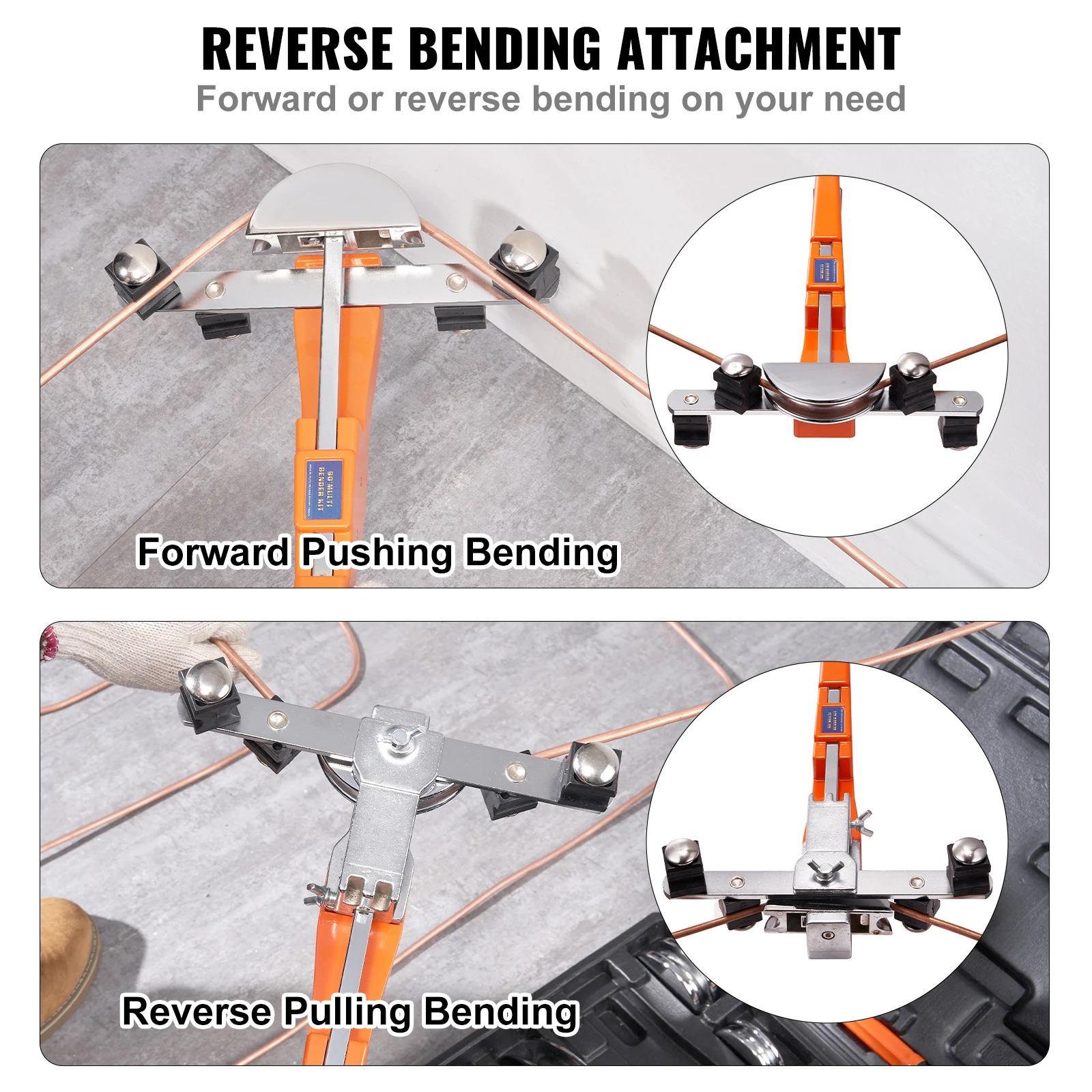 SucceBuy Pipe Tube Bender Ratcheting Reverse Tubing Bending Tools w/ 7 Dies Pipe Cutter for Air Conditioning Refrigerator Repair