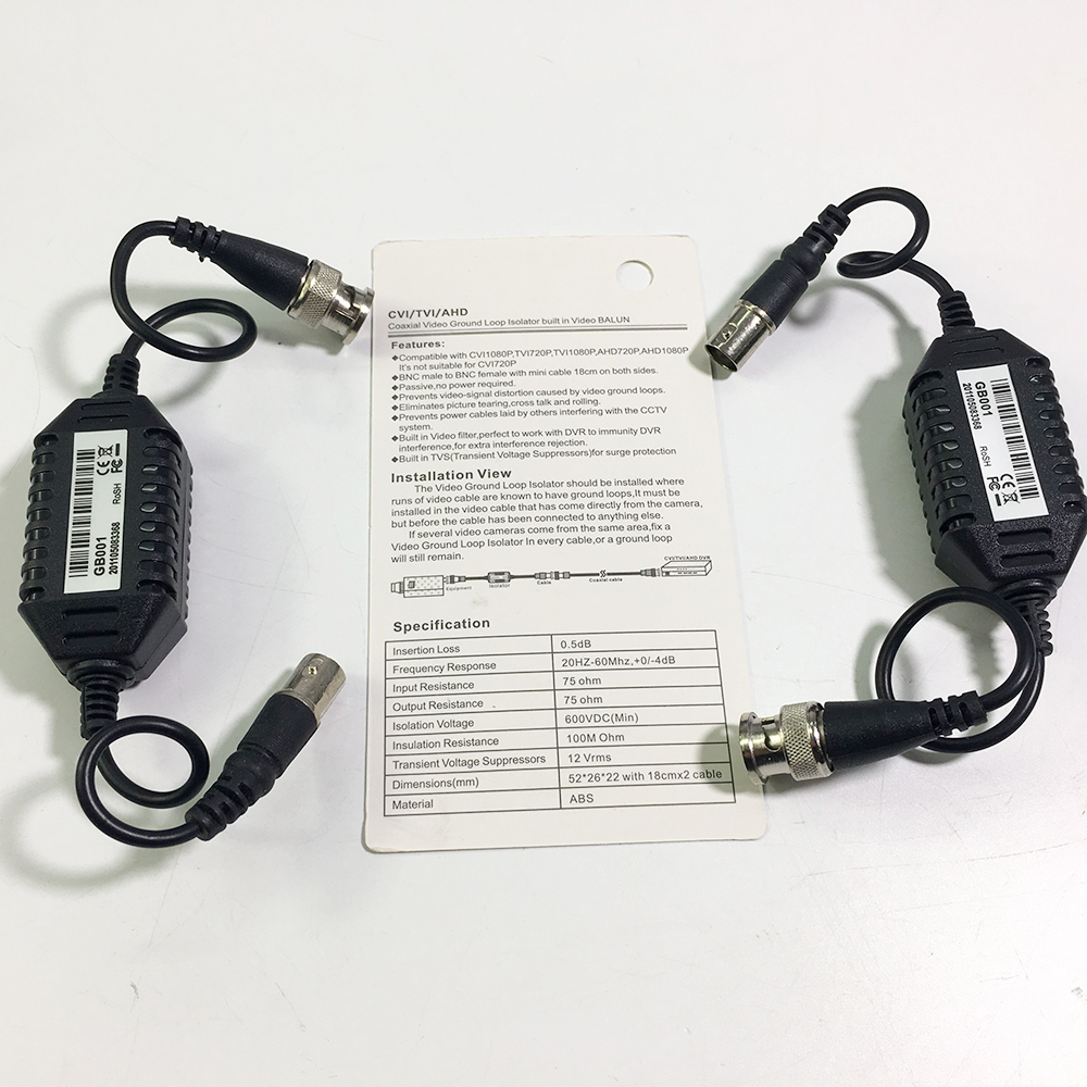 HD BNC Koaxial-Video-Erdschleifen-Isolator mit integriertem Video-BALUN-Stecker auf Buchse für 4k 5mp 2mp CCTV-Kamera