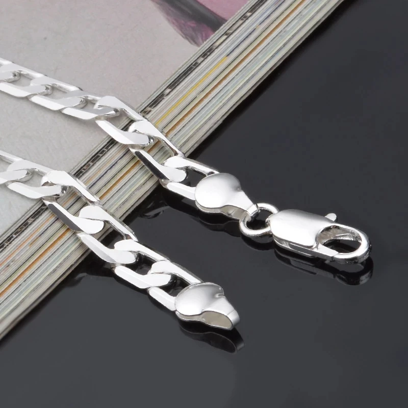 Chất Liệu Bạc 925 Vòng Tay Sang Một Bên Bạc Vòng Tay 6MM8MM10MM Vòng Tay Nam & Nữ Trang Sức