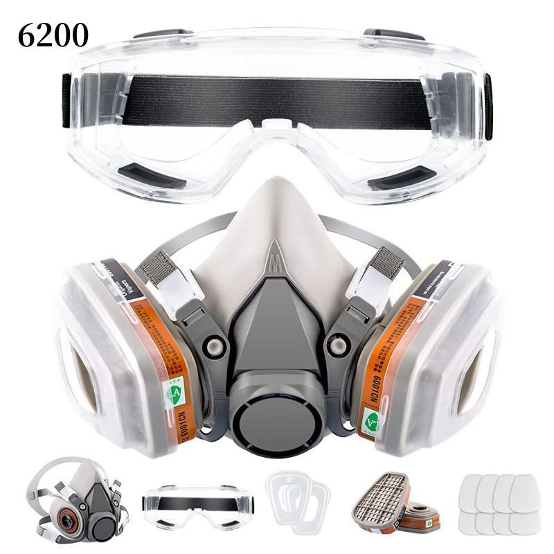 Combinação de meia máscara facial à prova de gás 6200 combinada de série combinada com filtros 6001/2091/5n11 Proteção química orgânica