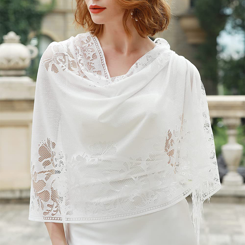 Nuevo bordado bufanda de encaje chal velo Triangular Floral chal para mujer bufanda de fiesta Poncho de boda estolas señoras diadema envuelve