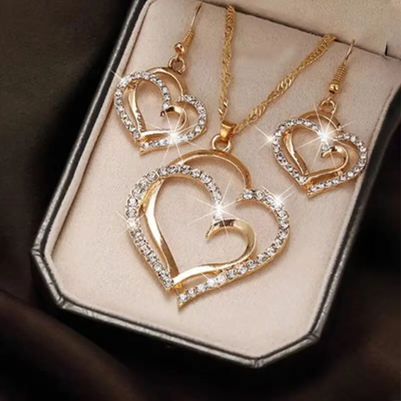 Collana, orecchini, bracciale, Set di gioielli da donna alla moda, adatti per matrimoni, feste, regali di Festival