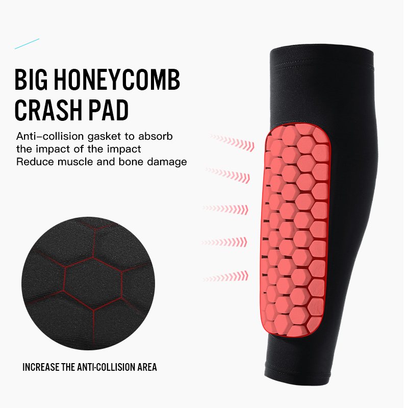 1 pz calcio parastinchi calzini maniche con schiuma, maniche a compressione polpaccio cuscinetti a nido d'ape, leggings sportivi e attrezzatura da calcio