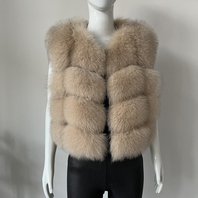 Σinyuan echt vossenbont wasbeerbont vest Dames Natuurlijk winter warm mouwloos