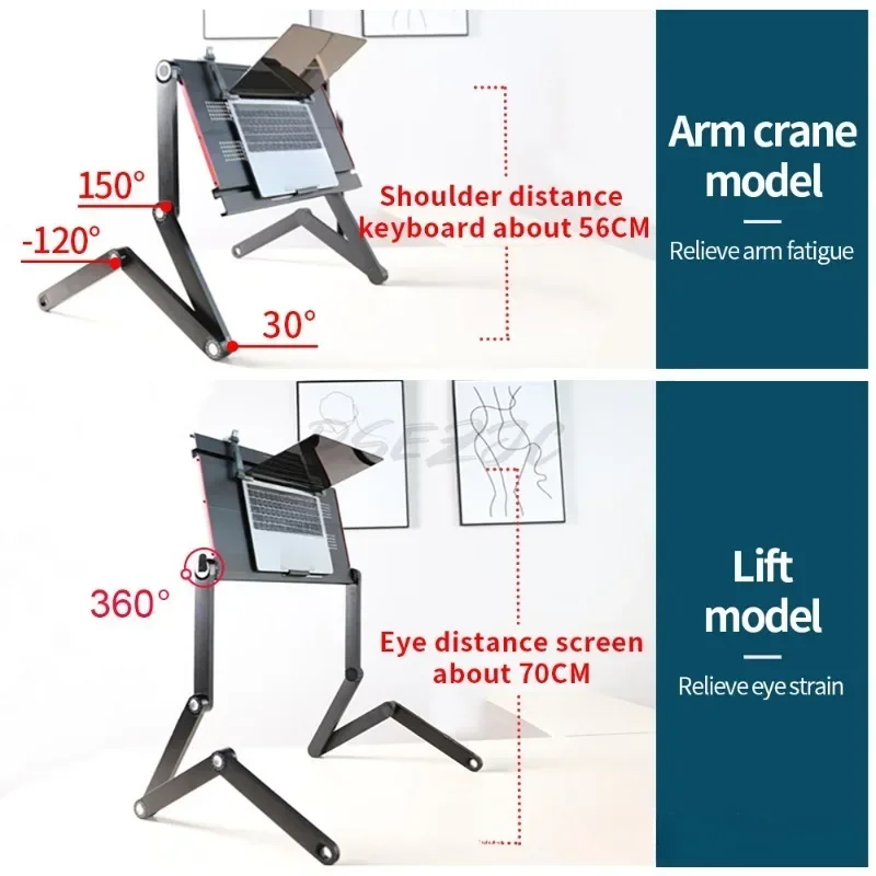OMAX โต๊ะพับขยายและยกโต๊ะแล็ปท็อปเตียงแบบพกพา Lazy Person Stand การเรียนรู้ Workbench