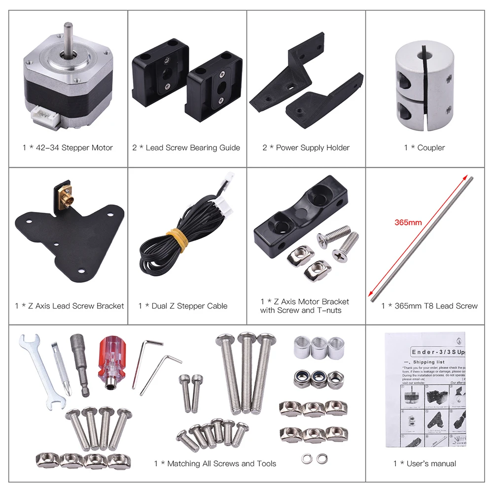 Ender 3 Dual Z แกนชุดอัพเกรด Stepper Motor สกรูตะกั่ว, dual Z แกนชุดอัพเกรดสําหรับ Ender 3 V2, Ender 3 Pro, Ender 3