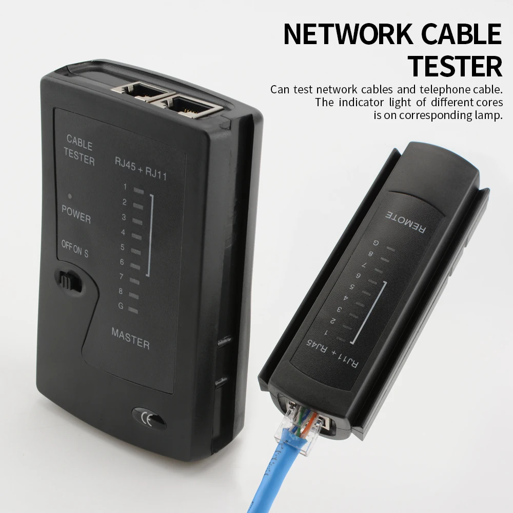 Probador de cable Ethernet de red para LAN RJ45 Cat5 Cat5e Cat6 Cat6a Cat7 UTP/Cable blindado y RJ11 RJ12