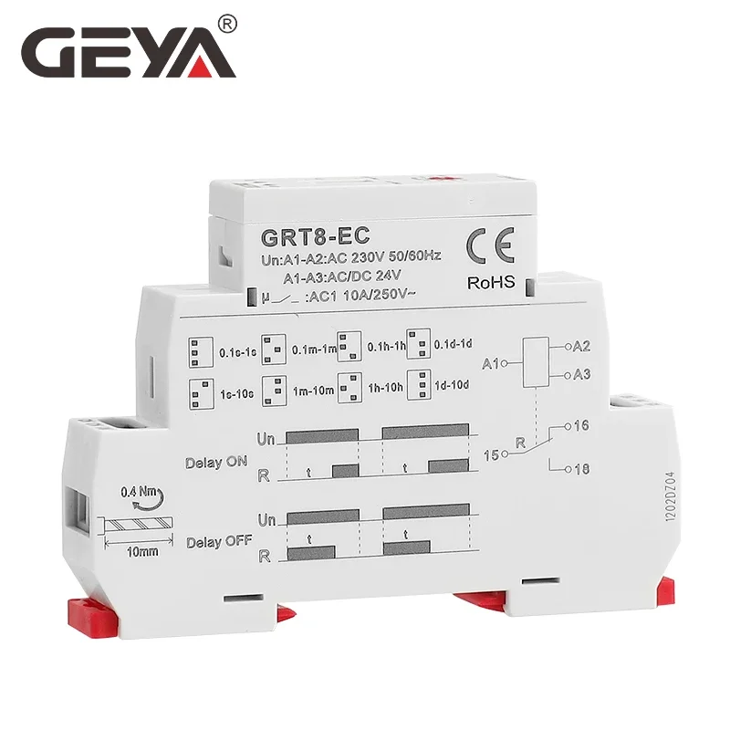 GEYA GRT8-EC 10A Двухфункциональное реле таймера на задержке или выключении Реле задержки AC220V/DC24V AC380V ACDC24V-240V Реле времени CE CB ROHS
