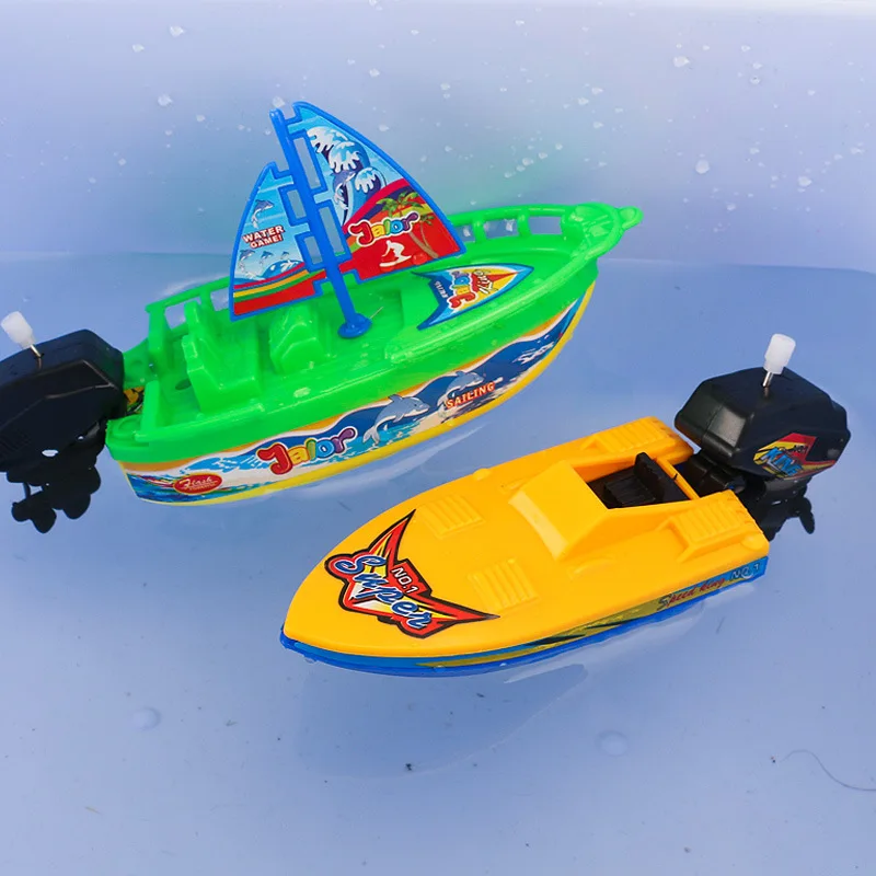 Clássico Wind Up Toy para crianças, barco a motor, brinquedos de banho, brinquedos de chuveiro, flutuar na água, presente para crianças