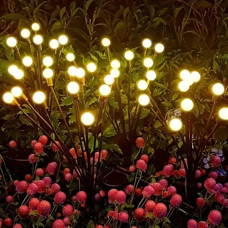 Lampada da giardino solare a 10 luci, lampada da giardino FireflyGround a LED alimentata dal vento, lampada da festival per la decorazione del Ramadan da giardino