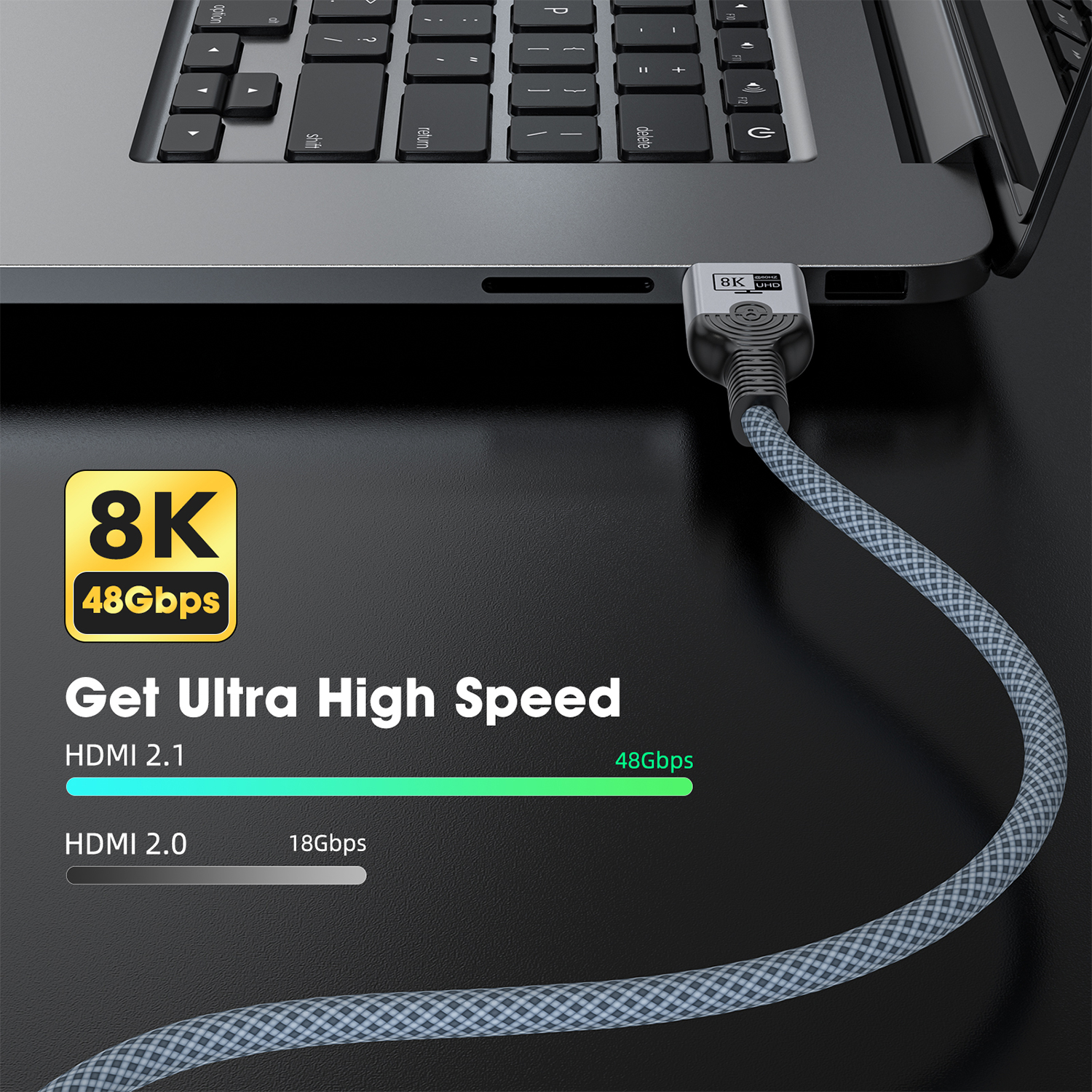 HDMI2.1 케이블 구리 와이어 코어 케이블 8K@60Hz HDR 4K@240/160/144/120/60Hz UHD 초고화질 비디오 케이블 5m 노트북 TV용