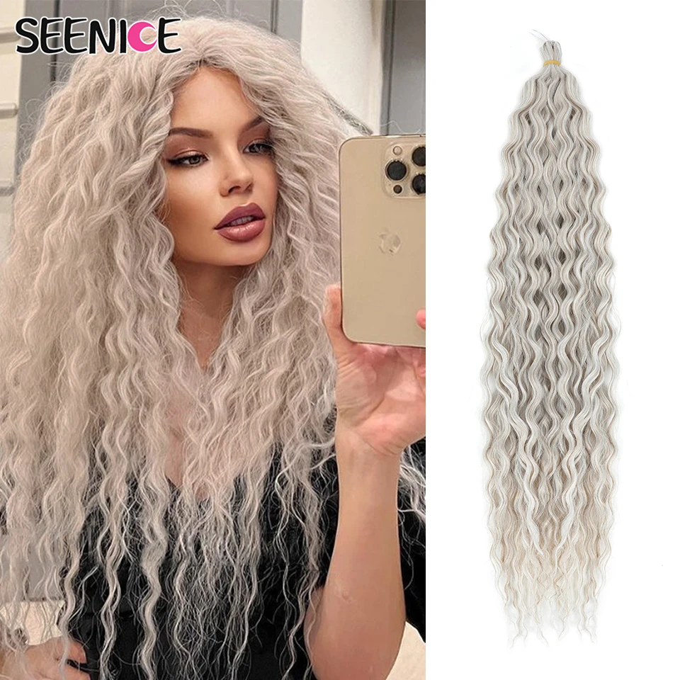 หยิกแอฟริกัน Ariel Water Wave Twist Crochet ผมสังเคราะห์ Braid Afro Curl Ombre สีบลอนด์สีชมพู Deep Wave Braiding Hair Extension