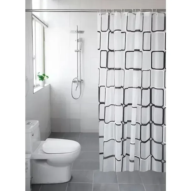 1PCS Badezimmer Dusche Vorhänge Wasserdichte Moderne Geometrische Plaid Muster Haushalt Dekoration Transluzente Gute Qualität