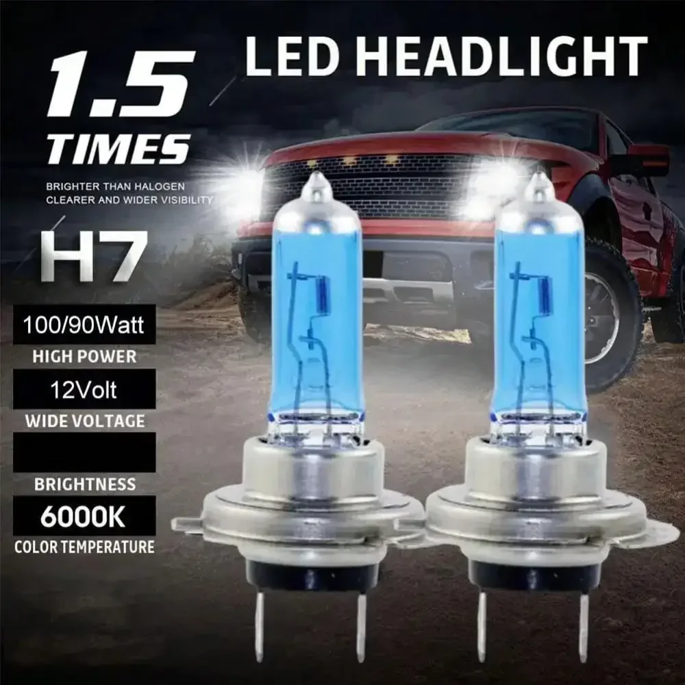 2 pçs h7 100w 12v 55w super brilhante branco luzes de nevoeiro lâmpada halógena alta potência faróis do carro lâmpada fonte luz do carro estacionamento