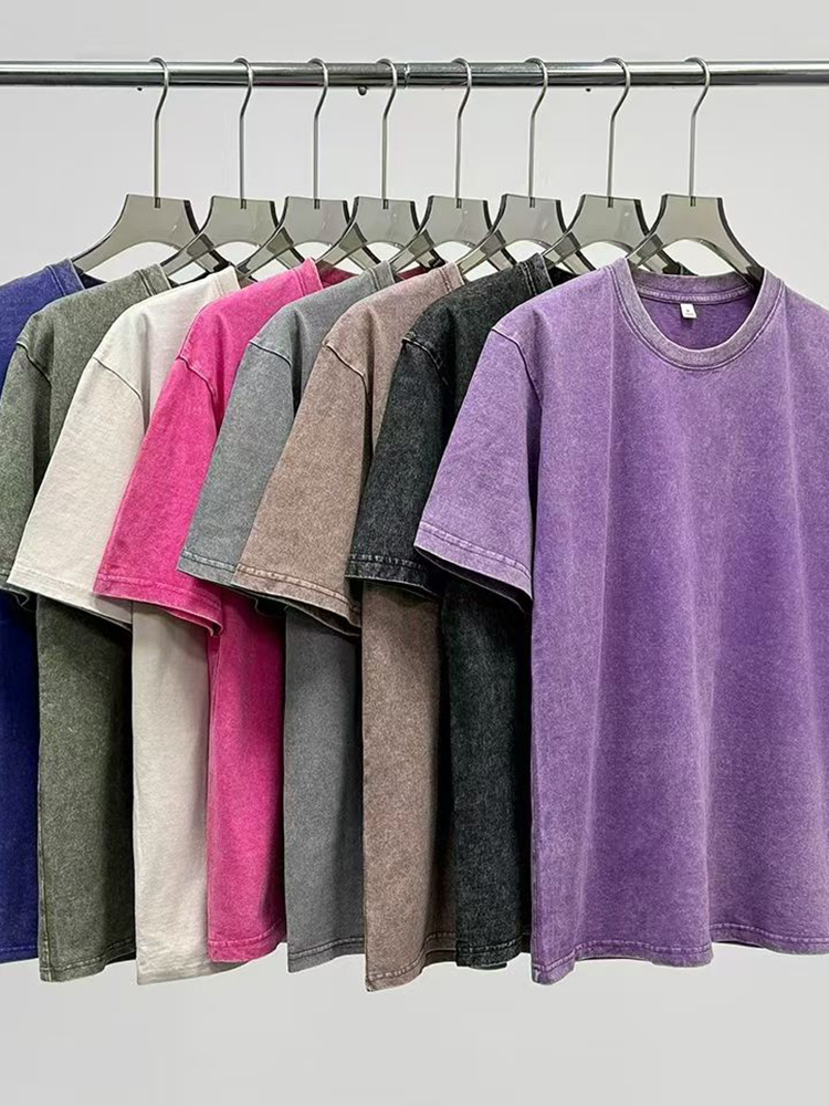 Summer Men's Washed T-Shirts 230G Heavy Cotton Vintage Faded Color Oversized Unisex Basic Tee Short Sleeve Loose Workout Tops