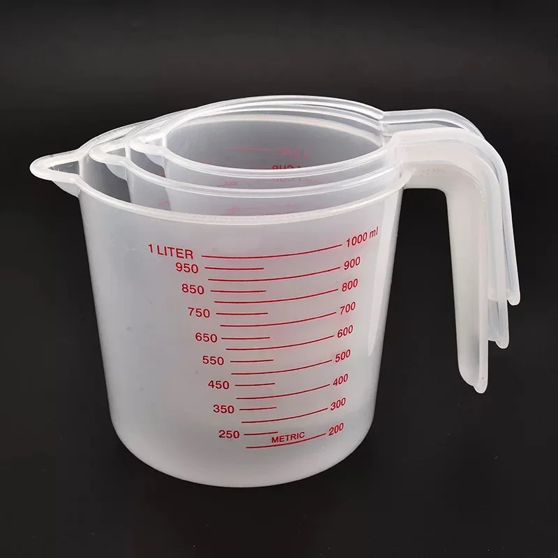 Tazas medidoras de líquidos para hornear, vaso de escala de PVC, vaso medidor de volumen de plástico, herramientas de cocina para hornear, 250/500/1000ml, 3 uds.