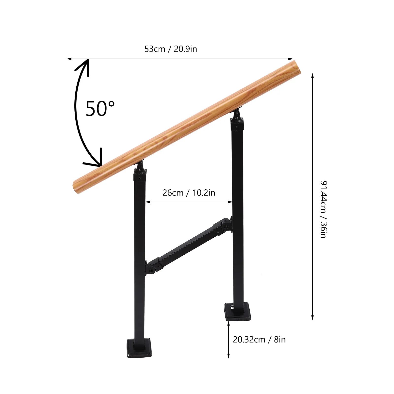 36In Height 2-Step Handrail With Thickened Base - Stable&Anti-Tilt, Easy Installation In Minutes With Complete Fittings