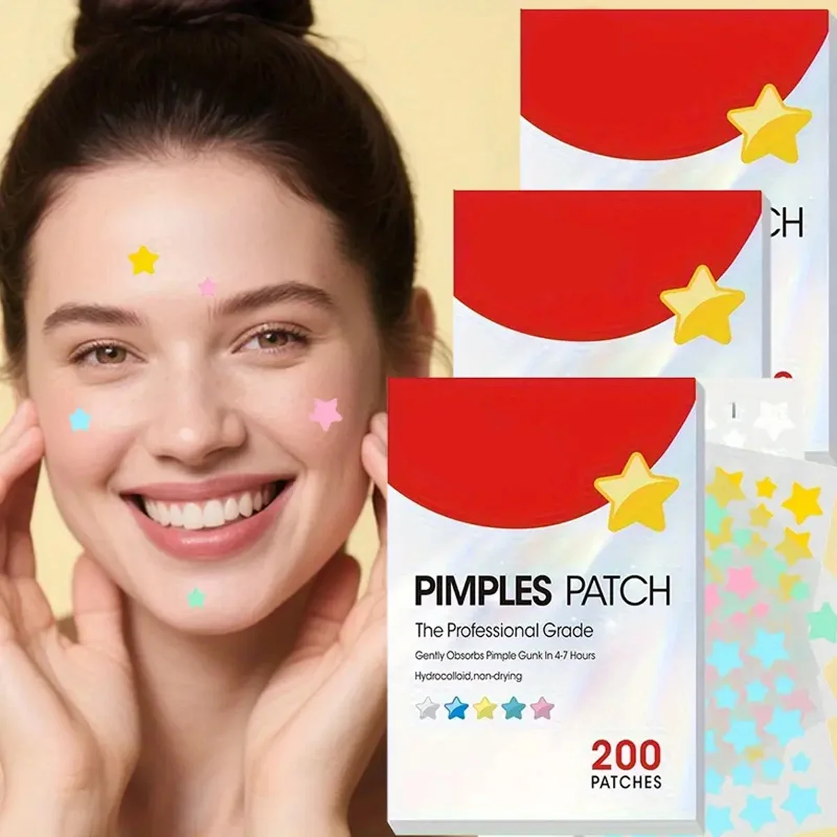 200 pçs estrela facial acne remendo água colóide acne remendo vários tamanhos cobertura absorvente acne remendo, cuidados com a pele suave