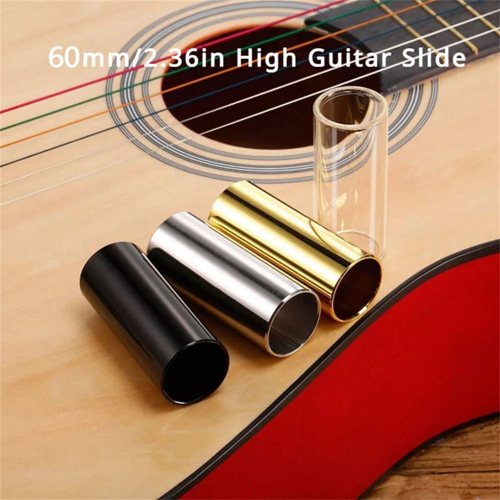 1 PC 60MM สไลด์กีตาร์สแตนเลสโลหะ/อะคริลิคสไลด์นิ้วมือสําหรับกีตาร์ Ukulele String Instruments อุปกรณ์กีตาร์