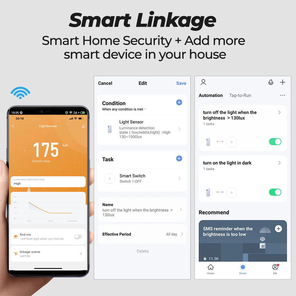 Tuya-Sensor de luz WiFi/ZigBee, Sensor de luminosidad, Detector de brillo de iluminación, automatización del hogar con conexión de dispositivo Smart Life