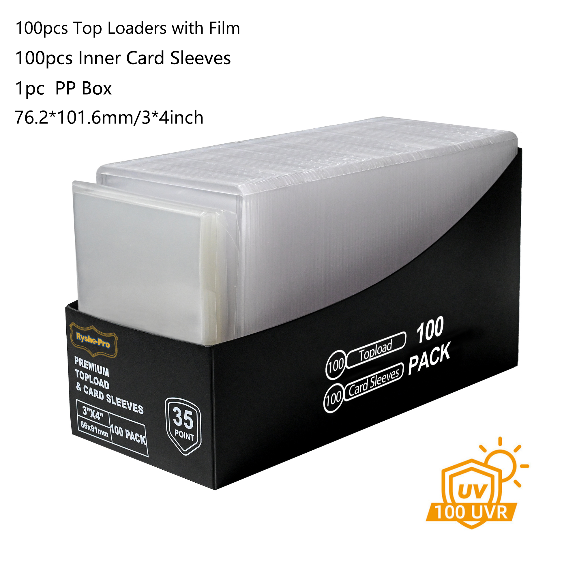 Protège-cartes de Baseball Rigide, 35pt, 3x4 Pouces, 25 Pièces