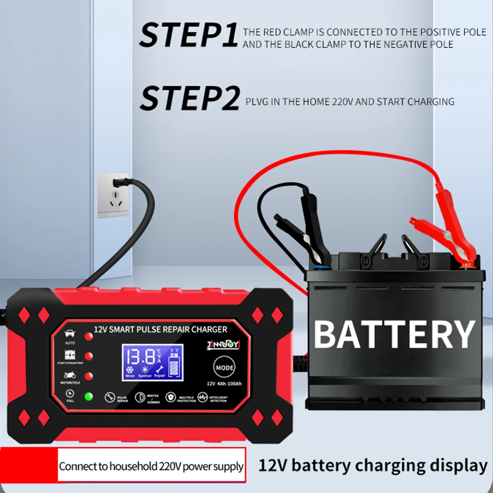 Auto Batterie Ladegerät 6A 12V Puls Reparatur LCD Display Smart Schnelle Ladung AGM Deep Cycle GEL Blei-säure Ladegerät für Auto Motorrad