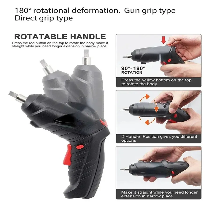 Juego de Herramientas eléctricas para mantenimiento del hogar, destornillador inalámbrico con batería de litio de 3,6 mAh, 1800 v