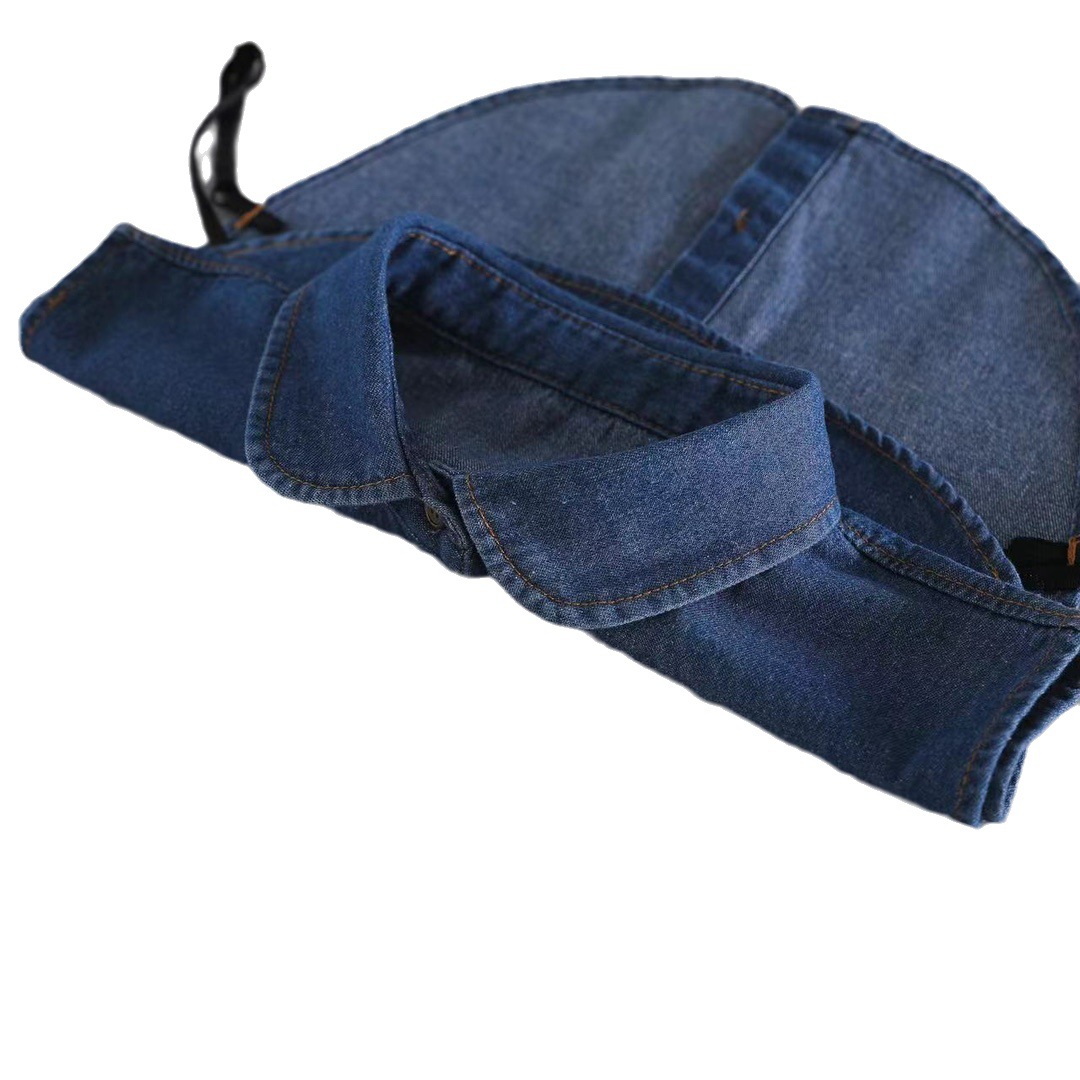 Schickes, spitzes, hellblaues Jeans hemd mit gekräuseltem Herbst-/Winters til