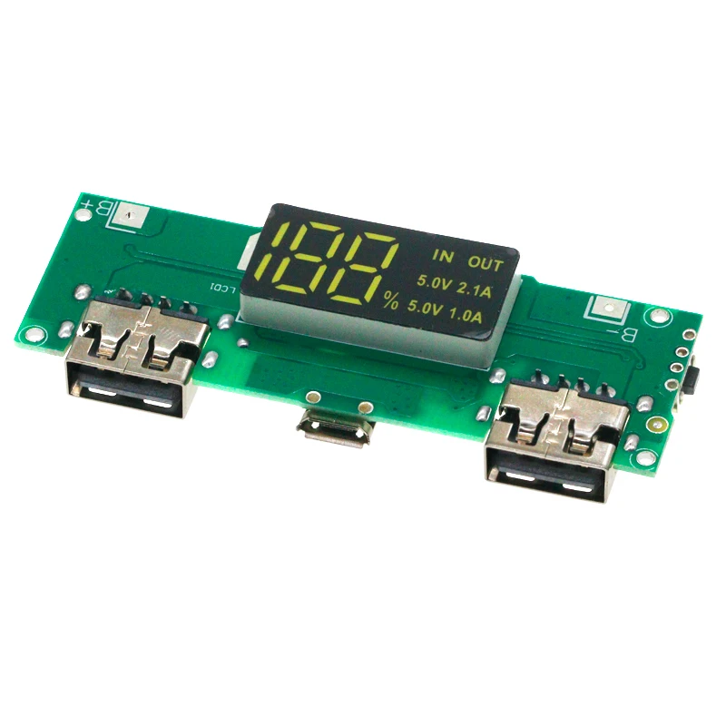 Đèn LED Dual USB 5V 2.4A Micro/Loại C USB Điện Di Động Ngân Hàng 18650 Sạc Module Pin Lithium sạc Ban Bảo Vệ Mạch Điện