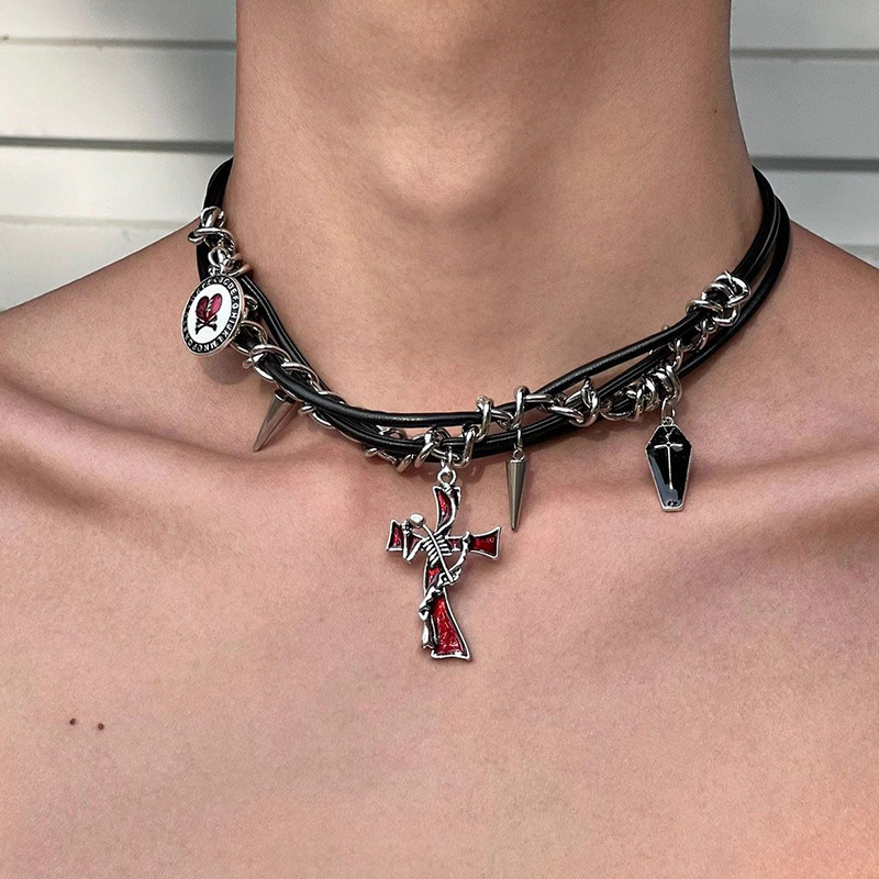 アメリカンレトロクロスネックレス、文化バッグ未調理、ファッショナブルでクールなスタイル、男性と女性のスタイル