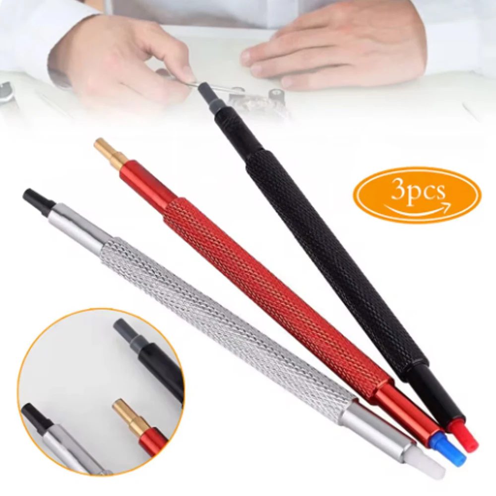 3pcs/lot Watch Hand Pressers Pusher Fitting Set Kit Wristwatch Needle Holder Rubber Head Repair Tool for Watchmakers