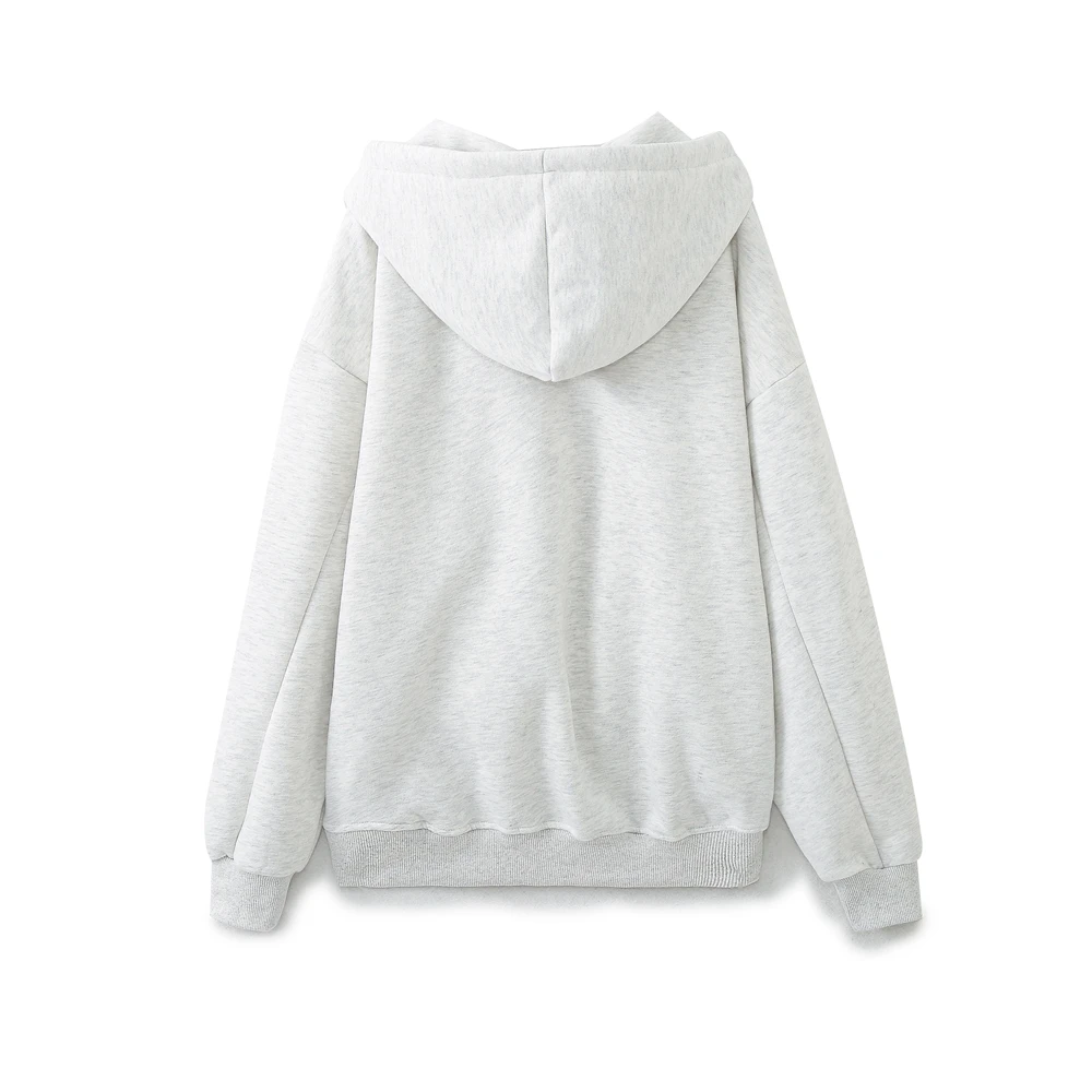 Tangada เสื้อกันหนาวมีฮู้ดสำหรับผู้หญิง, เสื้อกันหนาวปักลายขนแกะทรงหลวม6H0228แฟชั่น2024