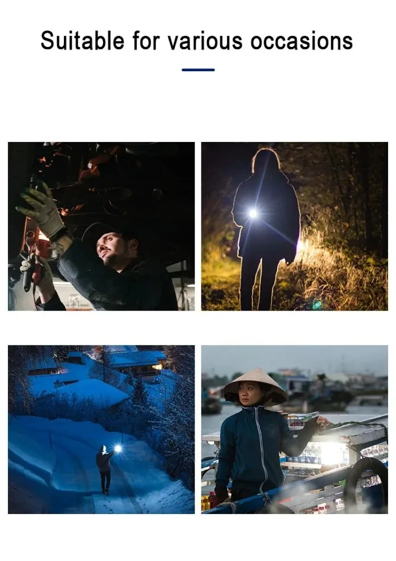 Q5 LED Mini Flashlight Built-in Battery Zoom Torch COB Lamp 2000 Lumens Adjustable Outdoor Waterproof emergency Pocket Light