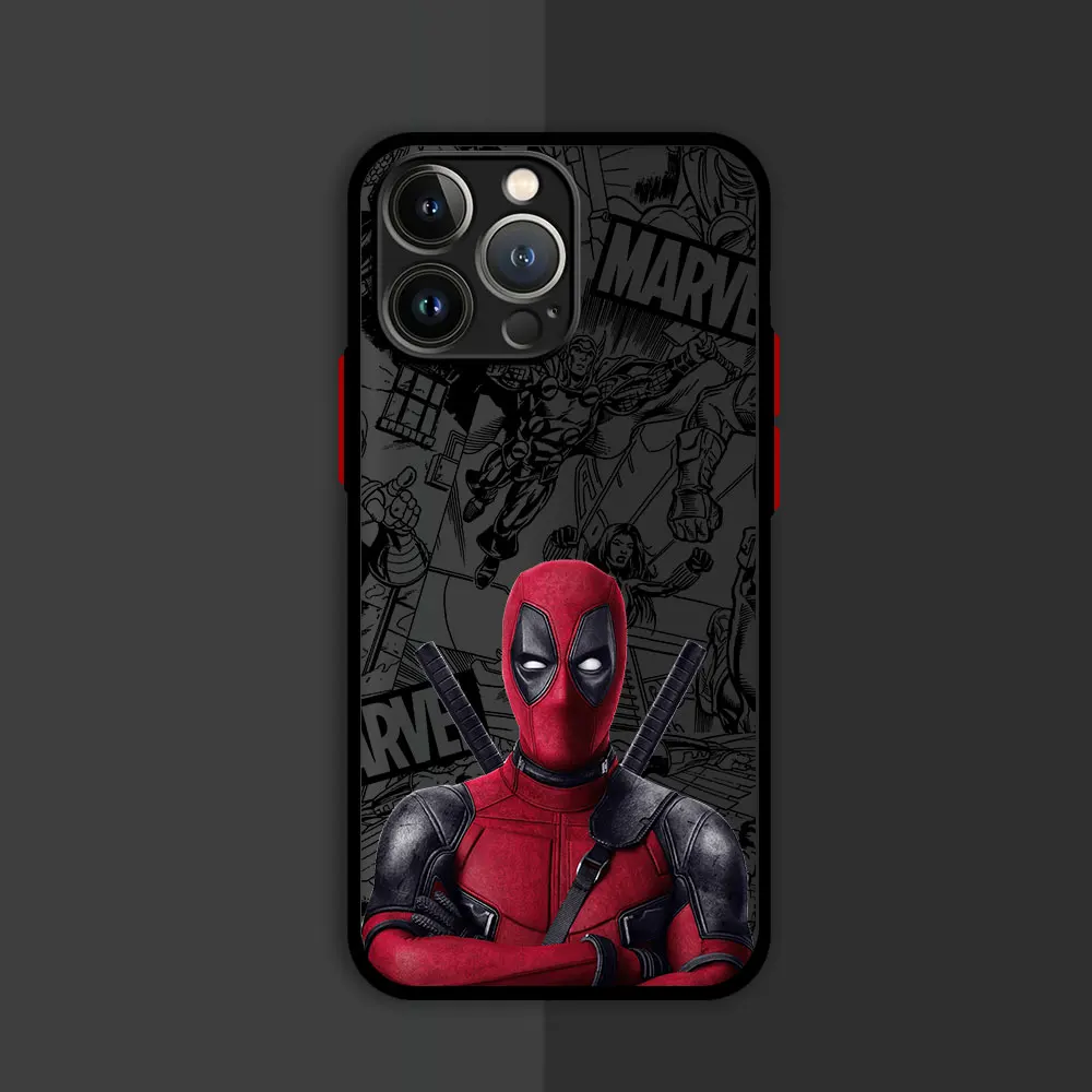 Роскошный матовый чехол Marvel Deadpool Hard PC для iPhone 16 15 XR X 14 16 Plus XS Max 13 Mini 15 16 Pro Max 12 11 Pro 12 Pro