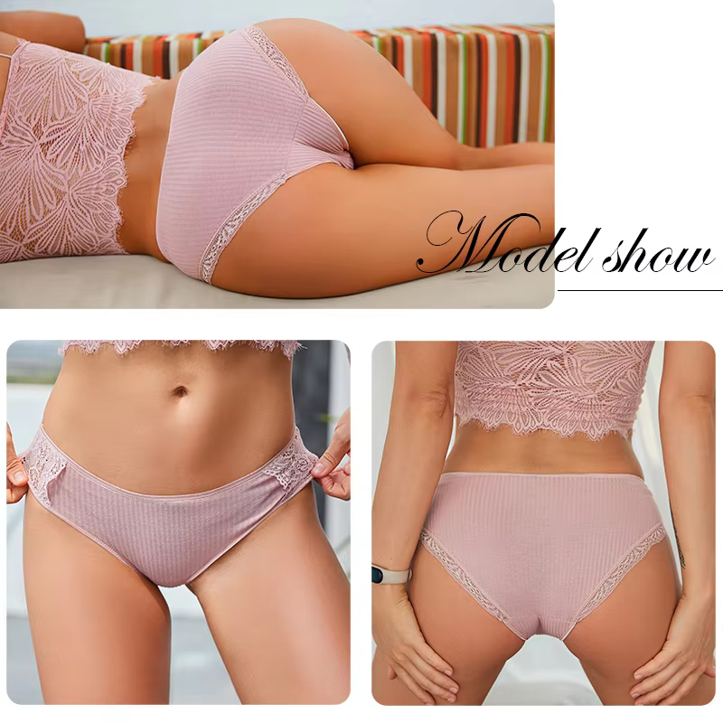 FINETOO 3 Pz/set Donne Mutandine di Cotone M-2XL Biancheria Intima A Vita Bassa Alla Moda Patchwork Slip di Pizzo Femminile Mutande Morbide Lingerie 2022