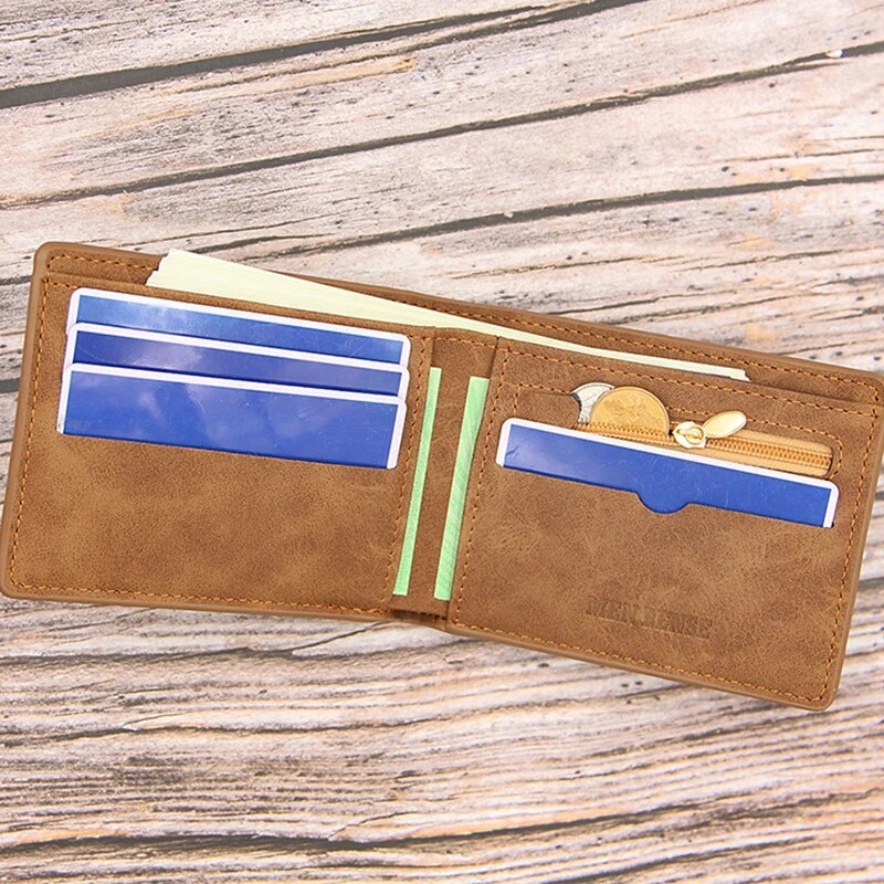 Portafoglio multifunzionale retrò opaco da uomo Portafoglio semplice e corto Portafoglio multi slot per schede di grande capacità