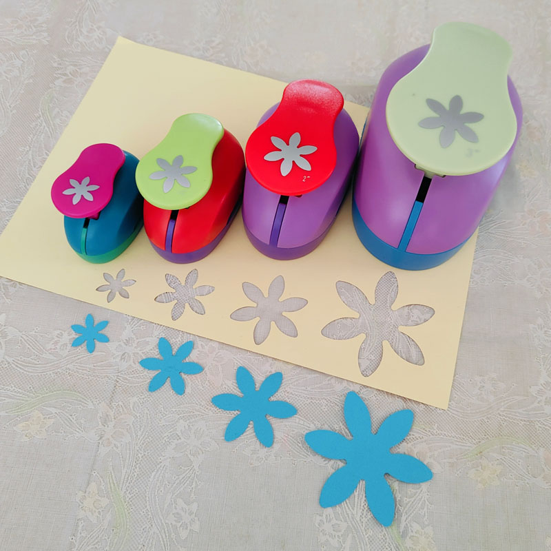 스크랩북 학교 DIY 종이 커터, 6 꽃잎 꽃 공예 펀치 세트, EVA 폼 미 홀 펀치, 25mm, 38mm, 50mm, 74mm