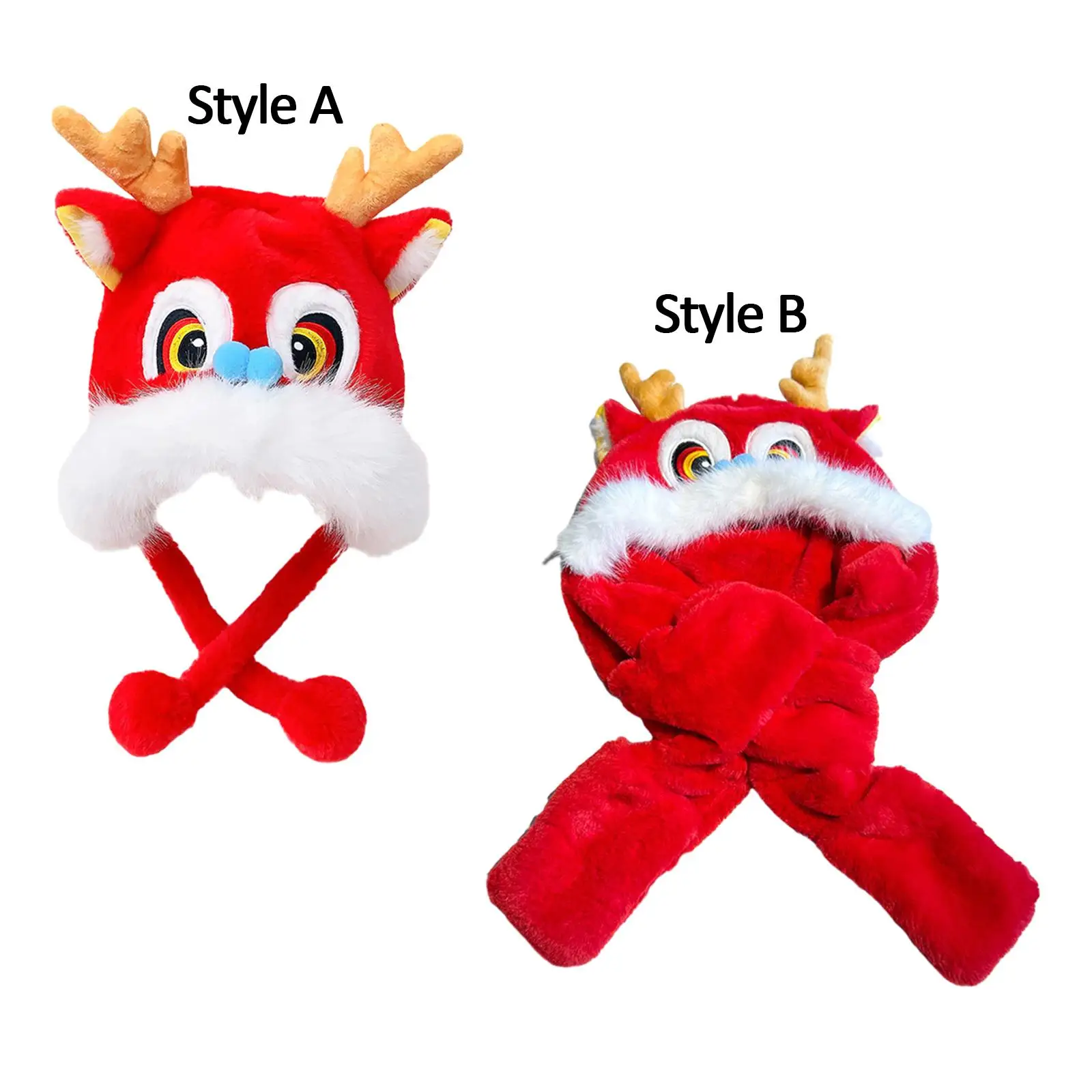 มังกรจีนกับ Earflap น่ารักตลกหมวกตุ๊กตาสัตว์หมวกฤดูหนาวสําหรับสาวสุภาพสตรีใหม่ปีวันเกิดของขวัญ