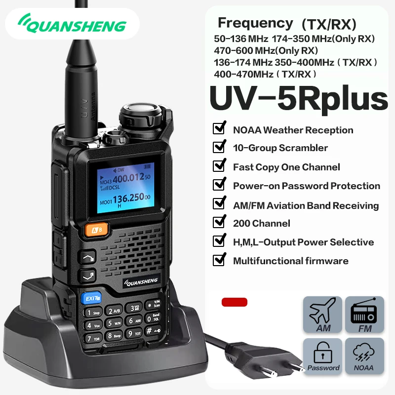 Quansheng UV5Rplus walkie-talkie banda de aviación de banda completa portátil al aire libre automático de un botón frecuencia a juego ir en carretera tr