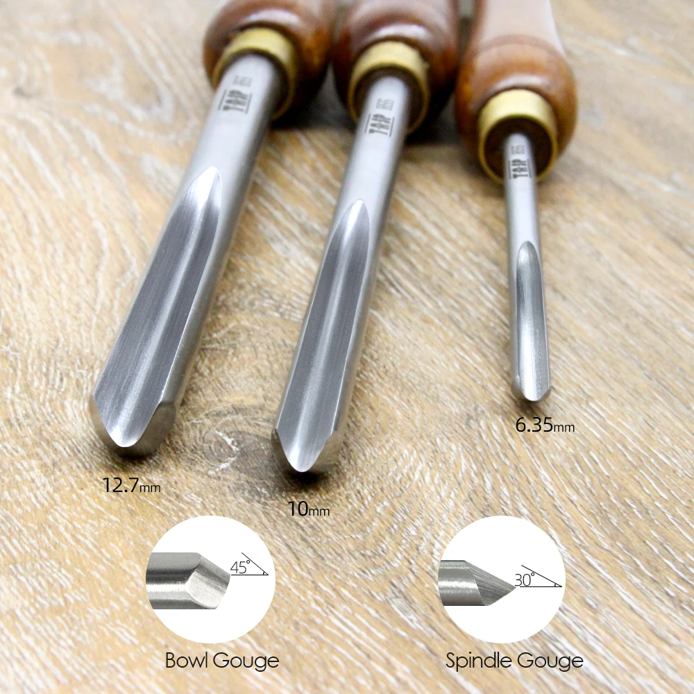 TASP HSS Wood Turning Chisel Spindle Bowl Gouge Woodturning Tools Lathe Accessories with Walnut Handle for Woodworking Hobbies