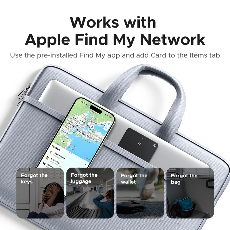 Карта UGREEN Security SmartTrack работает с Apple Find My Wallet Bluetooth Tracker Phone Finder Водостойкая (только iOS)
