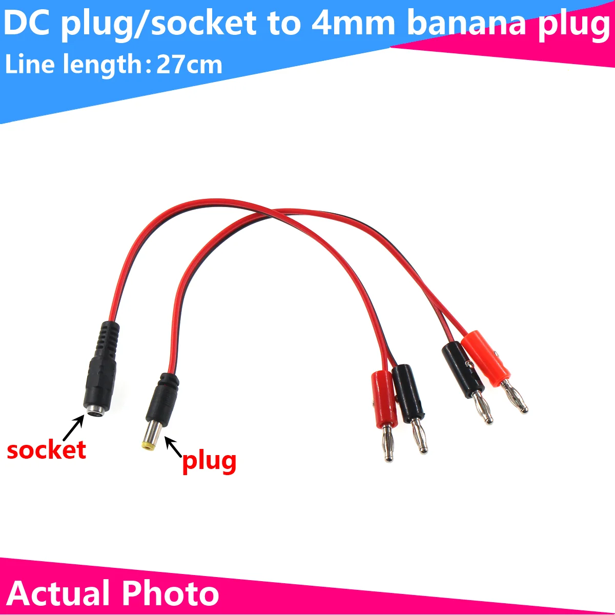 Cable de enchufe CC a conector banana, cable de prueba de alimentación de 4mm, DC5.5-2.1, enchufe de linterna de giro, CC macho, CC hembra
