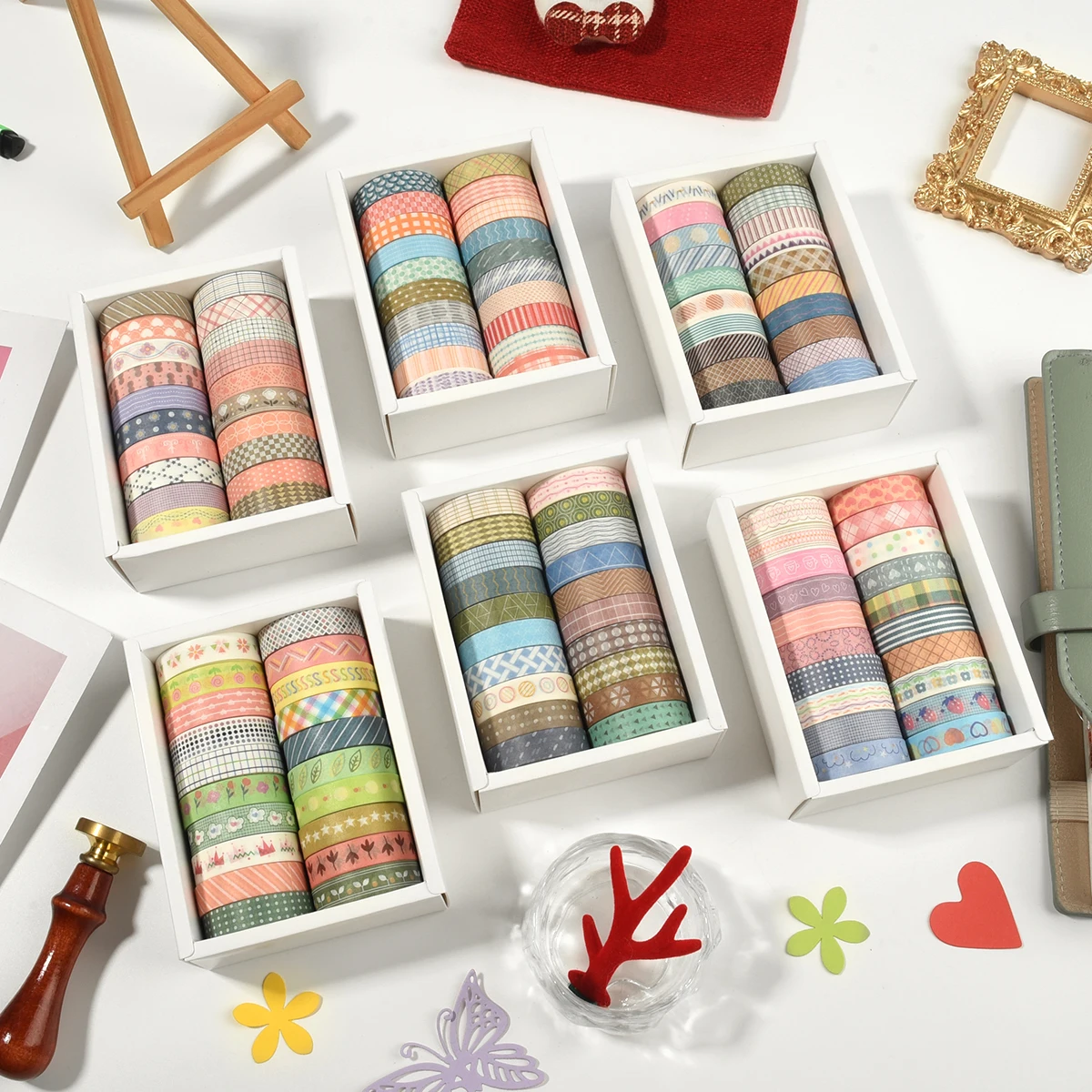 20 rollos de cinta Washi delgada, suministros escolares para álbumes de recortes, cinta adhesiva decorativa delgada básica, cinta adhesiva decorativa de papelería